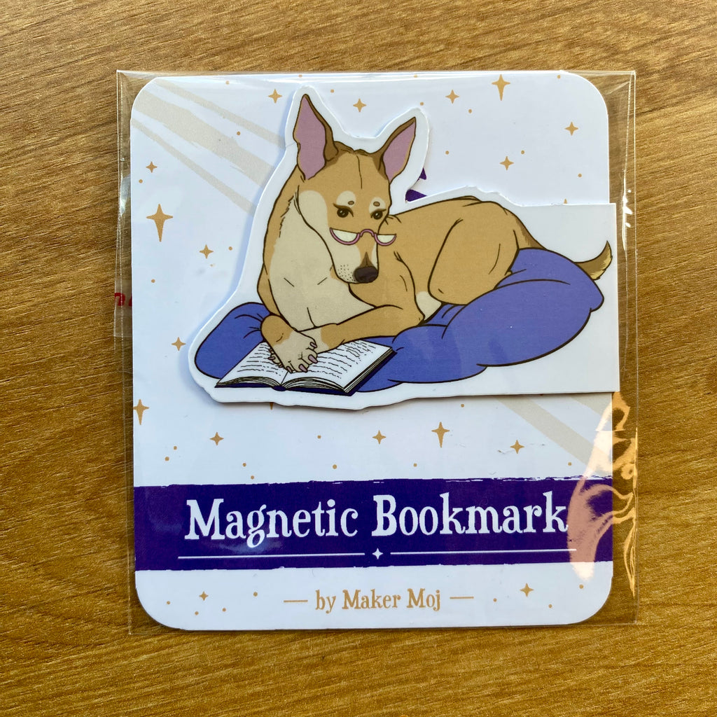 Cozy Reading Dog Magnetic Bookmark
