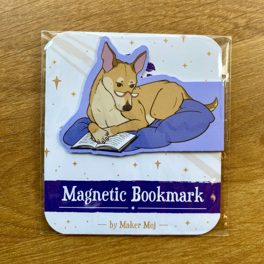 Cozy Reading Dog Magnetic Bookmark