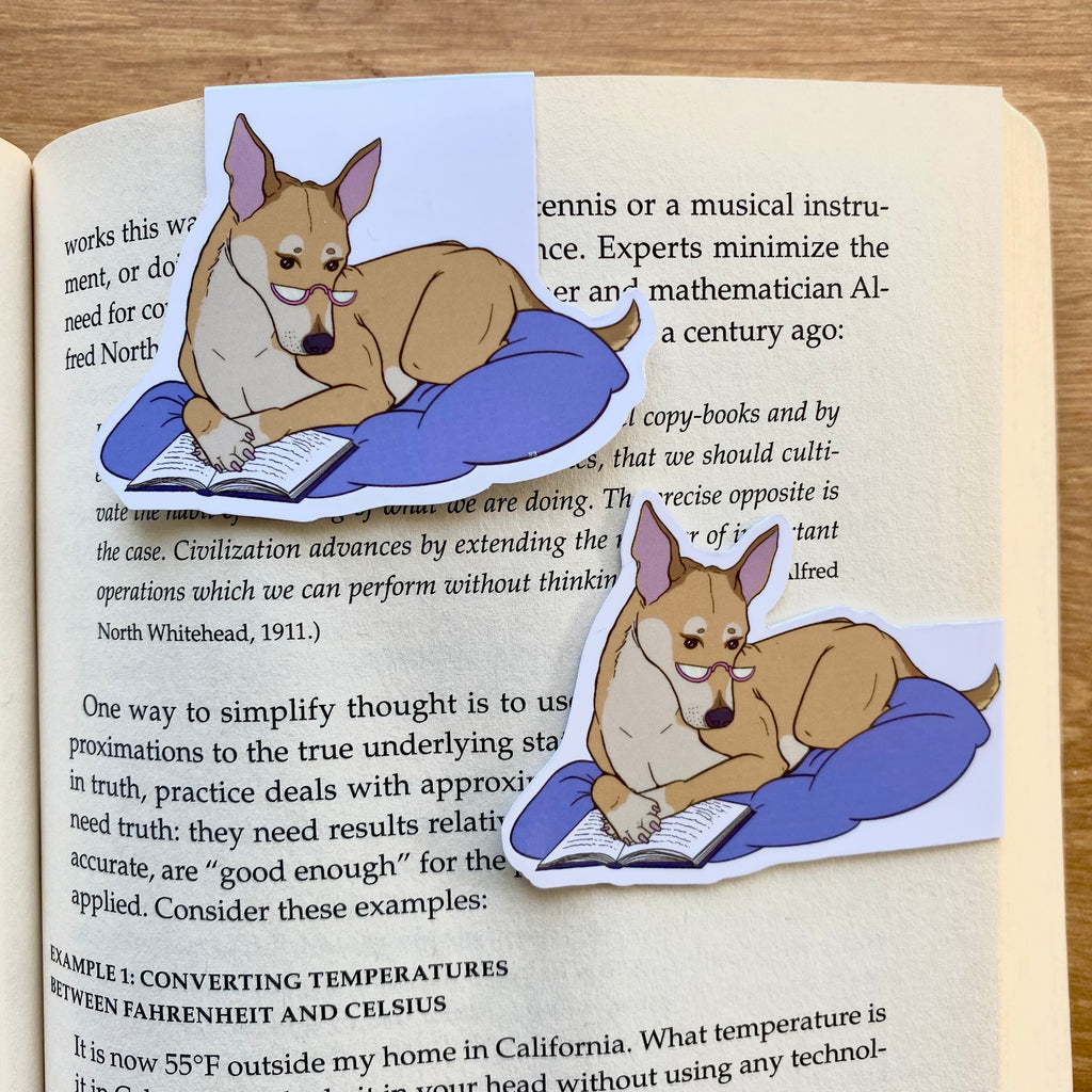 Cozy Reading Dog Magnetic Bookmark