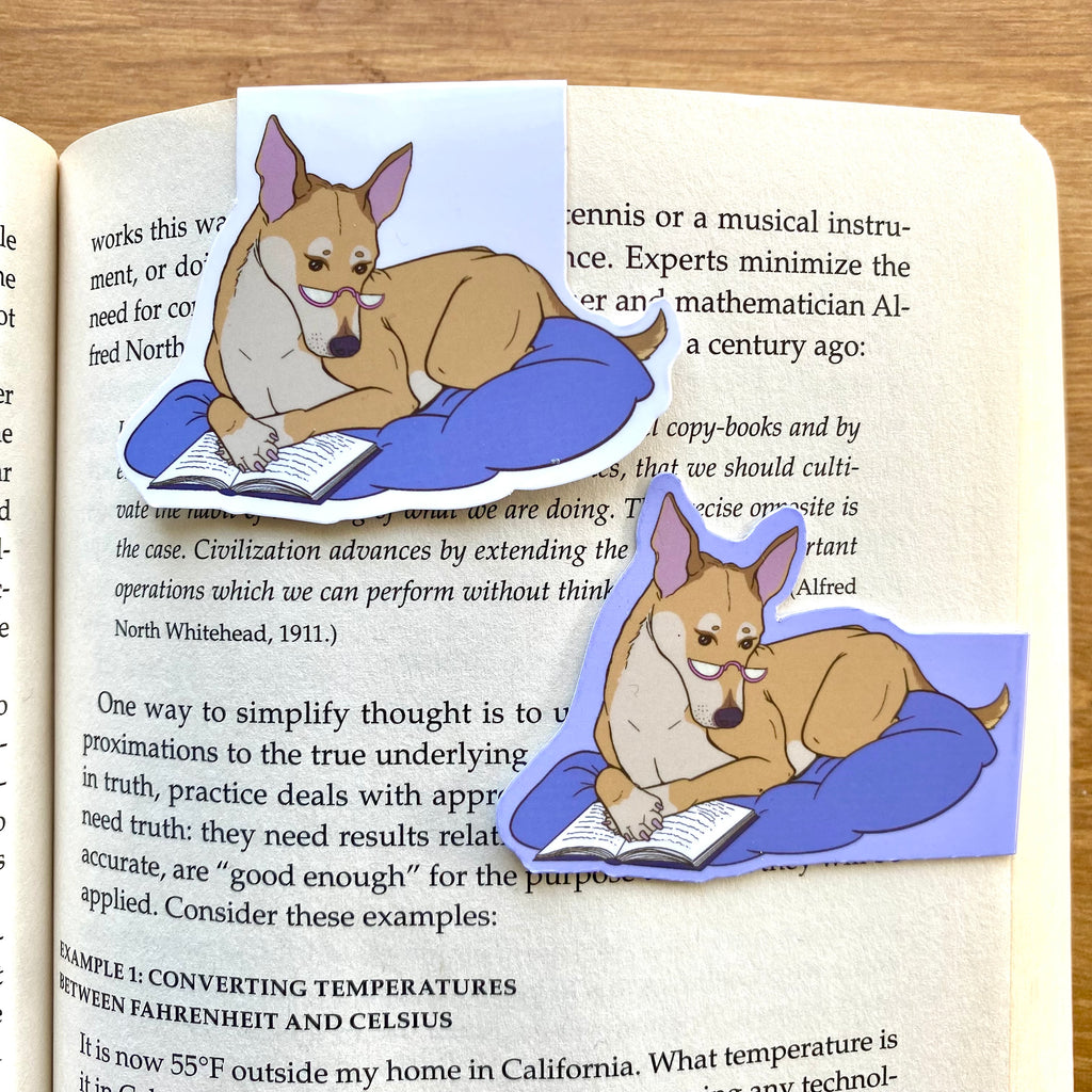 Cozy Reading Dog Magnetic Bookmark